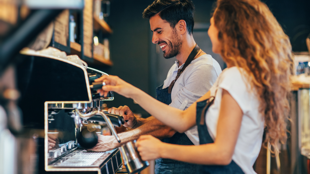 Baristas pulling espresso shots filadendron from Getty Images Signature