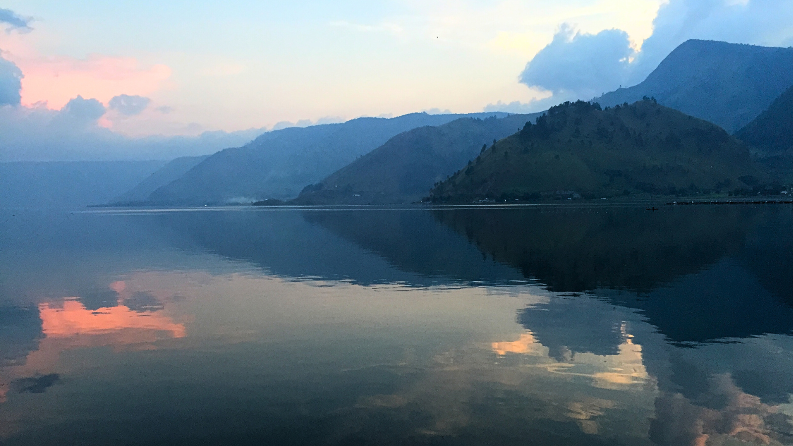 Indonesian islands and mountainous coffee regions at sunset