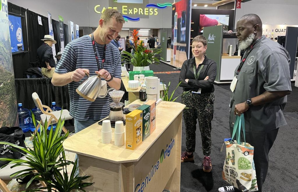 Sunday Coffee Project brewing coffee at World of Coffee 2026