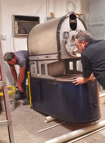 FLUID installing a Probat Roaster